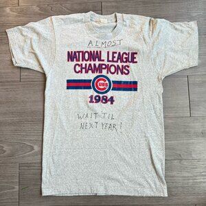 Vintage 1984 Chicago Cubs National League Champions Gray T-Shirt MLB Size S